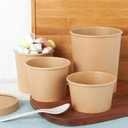 JOLLY PARTY 50pack 12oz Paper Soup Containers with Lids, Disposable Paper Food Cups, Ice Cream Cups, Food Storage with Lids, Microwavable and freezer safe, Suitable for Christmas Thanksgiving (Brown)