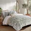 Levtex Home Adare Sage Reversible King/Cal King Quilt Set (106x92in) with 2 Pillow Shams (36x20in) - Floral Bedding - Sage White - Cotton King Size Quilt Bedding Set - Lightweight, Soft, Pre-Washed