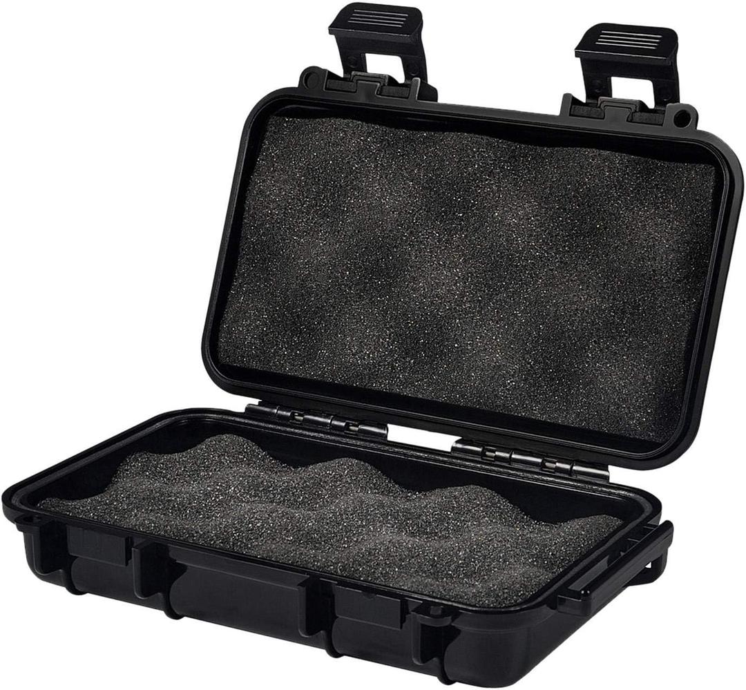 Shockproof Box, Plastic Protective Hard Case, Outdoor Survival Box Hard Drive Case, Protective Grip Carry Phone Case Airtight Outdoor Survival Storage Container (L, Black)