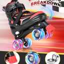 NEMONE Roller Skates for Boys Kids Ages 4-6 5-8 6-12 8-12 with 4 Sizes Adjustable Light up Wheels, Todder Beginner Rollerskates Indoor Outdoor Sports Black Red M