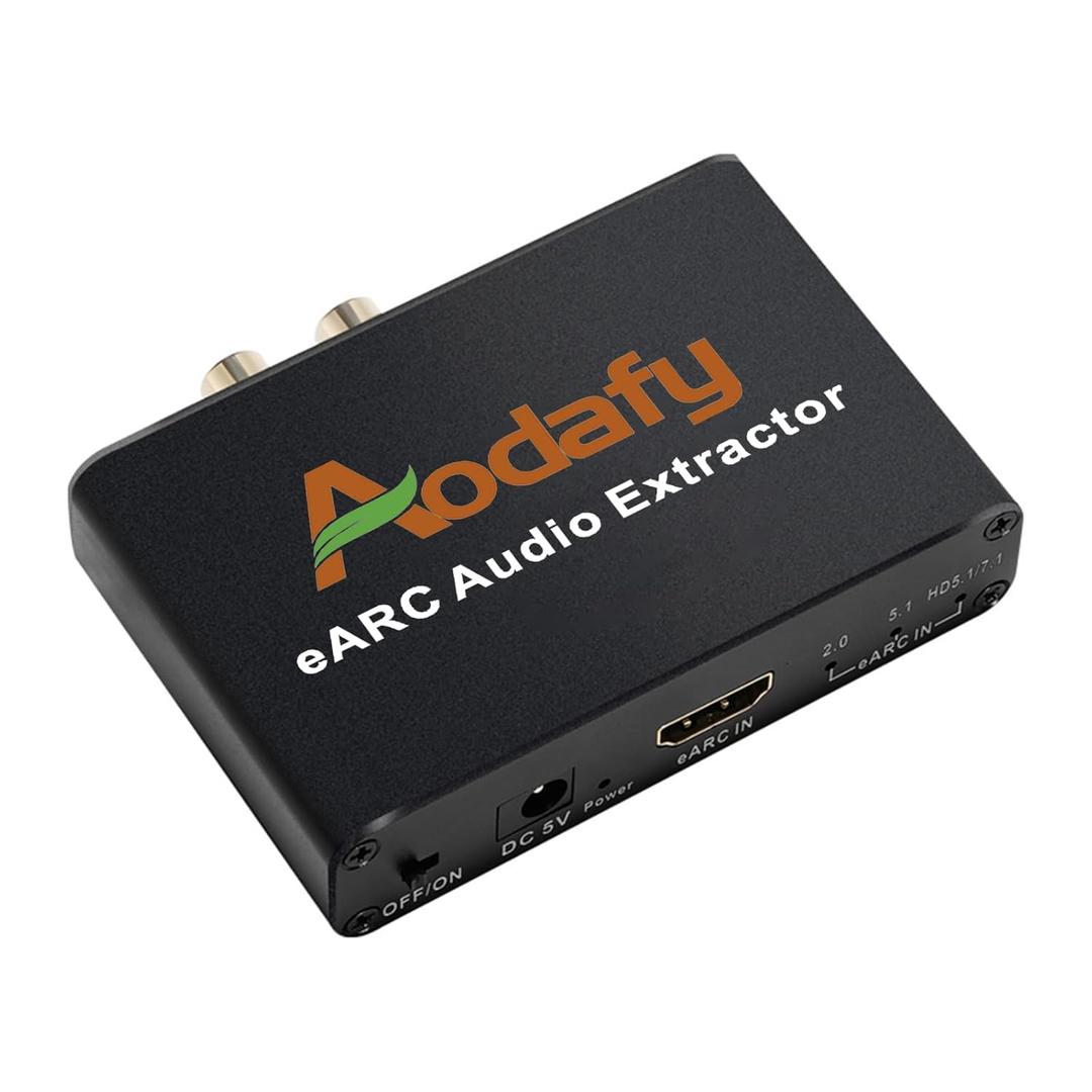eARC Audio Extractor, eARC Audio Converter to HDMI Optical/SPDIF L/R 3.5mm AUX Sound Extractor, HDMI eARC/ARC to Optical Audio Adapter, for TV to Non-ARC Sound System Soundbar Speaker Amplifier