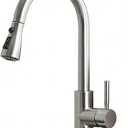 Kitchen Faucet with Pull Down Sprayer, Brushed Nickel Stainless Steel Kitchen Sink Faucet, Single Handle 1 or 3 Hole Pull Out Sink Faucet for Bar Laundry RV Farmhouse, RC-KYT010L-D