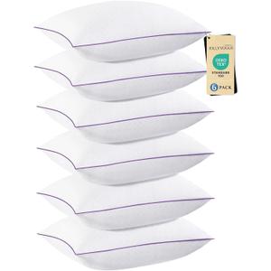 JOLLYVOGUE Pillows Standard Size Set of 6, Washable Supportive 6 Pack Bed Pillows with Super Soft Down Alternative Fill, Luxury Fluffy Hotel Quality for Side, Back and Stomach Sleepers
