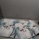 Rustic Farmhouse Bath Rug, Farm Teal Daisy Floral Flowers and Butterfly on Country Wooden Bath Mat Turquoise Blue Kitchen Rug Floor Mat Soft Non Slip Runner Carpet Indoor Doormat (17X29)