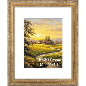 Frametory 16x20 Frame White Mat for 11x14 Picture Plexiglass Bronze Color