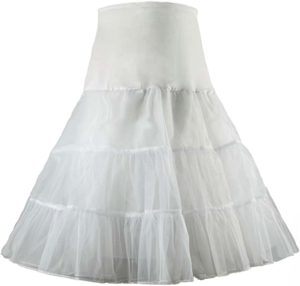Women's 50s Vintage Petticoat 26" Crinoline Rockabilly Tutu Skirt Slip (Medium, White)
