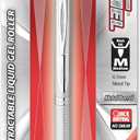 2 x Pentel Energel Alloy Retractable Liquid Gel Pen, (0.7mm) Medium Line, Silver Barrel, Black Ink, 1 Pack (BL407BP)