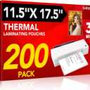 CAREGY 200 Pack Laminating Sheets, Hold 11 x 17 Inch Sheet, 3 Mil Clear Thermal Laminating Pouches 11.5 x 17.5 Inch Lamination Sheet Paper for Laminator, Round Corner