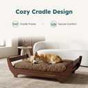 CANAGAN Elevated Wood Dog Bed Frame with Cushion, Walnut Pattern, L_Up to 80 lbs