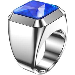 Smart Ring with Sleep Tracker, Heart Rate/Blood Pressure/Blood Oxygen Monitor, Pedometer, Exercise Meters, for iPhone & Android Size 10#, Dia 0.77 inches, Peri 2.44 inches (Silver with Blue) 