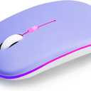 Wireless Bluetooth Mouse Rechargeable Long Lasting Dual Mode - BT 5.2 & 2.4G Silent RGB LED Mice, Slim Portable Ergonomic Mouse for Laptop/PC/Tablet/MacBook/iPad/Apple Devices(Purple)