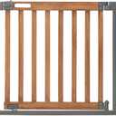 Summer Infant West End Extra Wide Safety Pet and Baby Gate, 36"-60" Wide, 30" Tall, Pressure or Hardware Mounted, Install Wall to Wall in Doorway, Auto Close Walk-Thru Door - Oak Wood and Metal