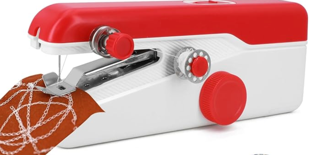 Handheld Sewing Machine, Mini Portable Sewing Machine for Beginners, Electric Fast Stitching, DIY Fabric Clothes Repair Kit, Home Travel Mending Machine with Accessories (Red)