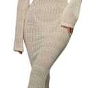 Milumia Women's Cut Out Crochet Cover Up Dress Scoop Neck Long Sleeve Maxi Beach Dress Coverup (Apricot), S