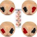 4 Pcs Large Marked Dice Big Size 1.57'' Euchre Indicator, Wooden Suit Dice with Storage Bottle, Lucky Euchre Cube Gift for Pinochele Playing Cards