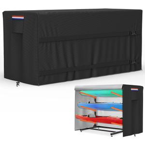 Kayak Rack Cover 12.1'L x 3'W x 4.6'H Black Comprehensive Protection, Suitable for 2-4 Levels Freestanding Kayak Racks, for Garage/Outdoor, Durable & Tear-Resistant