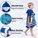 growell Hooded Kids Beach Towels - Toddler Bath Towel Girls Boys Swim Cover-ups for Ages 1 to 6 Kids Pool Towels Quick Dry Lightweight Soft Microfiber Poncho Towel 24x23 (Dinosaur Navy)