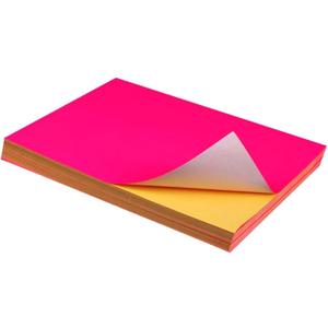 Bright Neon Pink Sticker Paper - Shipping Label Full Sheet Adhesive - 8.27 x 11.69 inch A4 Sticker Paper Labels for Laser/Inkjet Printers for Office Business School Project (20 Sheets)