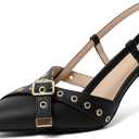 Mostrin Kitten Mules Heels for Women Pointed Closed Toe Heels Vintage Slip on Stiletto Dressy Pumps Shoes 10