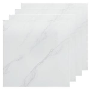AKOLAFE 40 Sheet Vinyl Flooring 12x12 Inch Peel and Stick Floor Tile Waterproof White Marble Vinyl Floor Tiles Clearance Self Adhesive Floor Tiles Sticky Laminate Flooring Stick on Bathroom Kitchen RV