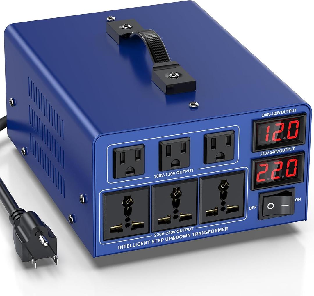 8000 watt Voltage Conversion Transformer Heavy-Duty Step-up/Step-Down AC 110V/120V/220V/240V Power Conversion, with resettable Circuit Breaker Protection, with US Power Cord, LCD Display