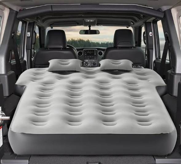 VEVOR Car Air Mattress, Inflatable Car Camping Mattress, Oxford Thickened Travel Beds, Comfortable and Durable Portable Sleeping Pad with Air Pump, Nozzle, Carry Bag, Fits Most SUV MPV Sedan, Gray