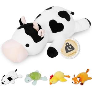 Cow Weighted Plush, 24" 4.2 lbs Weighted Stuffed Animals, Cute Cow Plush Toy Pillow Gifts for Kids and Adults