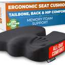 Seat Cushion for Office Chairs - Tailbone, Coccyx Pain Relief - Butt, Pressure & Sciatica Relief - Gaming, Wheelchair, Car & Desk Pillow, Black (Standard)
