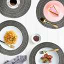 Round Braided Placemats Set of 6 Washable Round Placemats for Kitchen Dining Table 15 inch Woven Fabric Table Mats(Dark Grey)