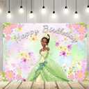 Princess Tiana Backdrop for Birthday Party Supplies Purple Photo Backgrounds Princess and The Frog Birthday Theme Baby Shower Banner 59x38in