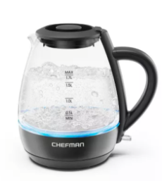Chefman 1.7-Liter Electric Tea Kettle w/ Borosilicate Glass and Automatic Shutoff - Black