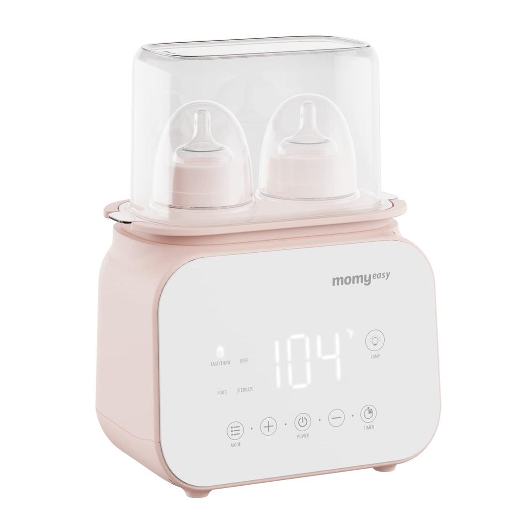 MOMYEASY Baby Bottle Warmer, Fast Bottle Warmer 7-in-1 Food Heater&Defrost with LCD Display, Baby Breast Milk Formula Warmer with 24H Temperature Control (Pink)