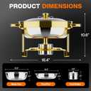 Round Chafing Dishes for Buffet Set, 4 Pcs 5QT Welded Integrated Stand Catering Food Pan Warmer with lid for Parties, Christmas,Catering Events Dinner, Wedding, Buffet&Home(Gold+Silver, 5QT)