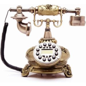 Retro Telephone, Vintage Bronze Classic Antique Style Landline Phone for Home, Office, Film & Vintage Décor, Classic Old Fashioned Desk Telephone with Redial, Real Working & Decorative Phone