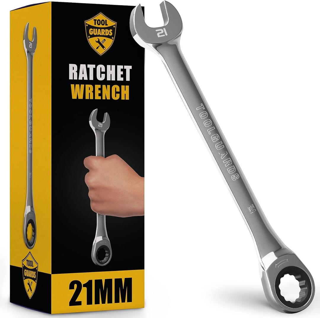 TOOLGUARDS 21mm Wrench - Ratcheting Wrench - Slim Profile - Ratchet Wrench