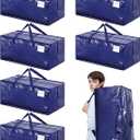 6 Pack Moving Bags, Heavy Duty Moving Totes with Backpack Straps, Waterproof Storage Bag, Large Packing Bags with Zips for Clothes Storage Moving Travelling Camping Christmas Storage Containers