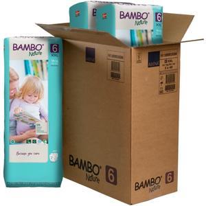 Bambo Nature Hypoallergenic Baby Diapers, Eco-Labeled Diapers, Enhanced Leakage Protection, Totally Chlorine-Free, Skin Friendly, and Super Absorbent - Size 6 , 120 Count 