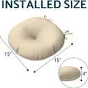 Outdoor Bistro Chair Cushion with Ties, Tufted Patio Chair Cushions Set of 2, Round Seat Cushion 15”x15”x4” for Home Garden Balcony Office Porch Lawn Deck, Stripe Beige