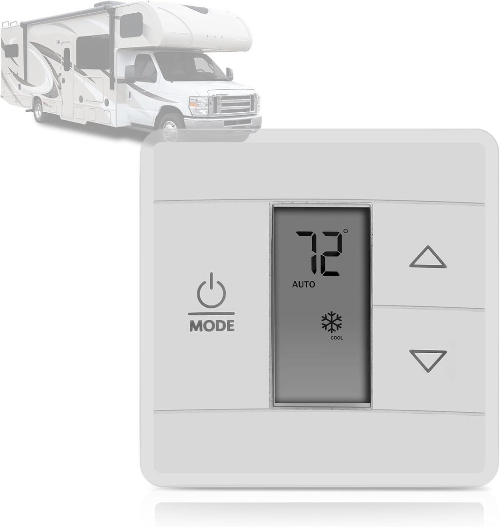 3316250.700 RV Single Zone Wall Thermostat, w/Digital Temperature Display Compatible with Camper RVs and Trailers, White.