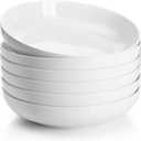 Sweese Large Salad Serving Bowls, 30 Ounce Porcelain White Pasta Plates Set of 6, 8.4 Inch Pasta Bowls for Dinner, Salad - Microwave Dishwasher