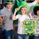 2 x Glenmal St. Patrick's Day Outdoor Decorations Happy Patrick's Day Door Sign Wooden Irish Door Hanger Classic Green Shamrock Wooden Sign for Farmhouse Porch Front Door Outdoor Home Decor