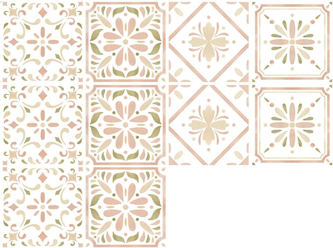 Watercolor Moroccan Ceramic Decoration Tile Floor Vinyl Sticker Vintage Wall Decals Self Adhesive Bathroom Refitting Decor Coarse Grain Film 10 PCS (7.87 * 7.87 inch * 10 PCS)