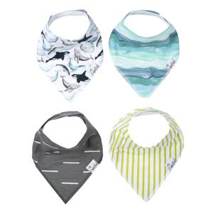 Copper Pearl 4 Pack Soft Cotton Baby Bibs for Drooling and Teething, Absorbent Drool Bibs for Baby Girl and Boy, Adjustable to Fit Newborns to Toddlers, Tons of Styles (Kai)