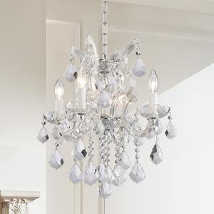 Modern Crystal Chandeliers for Dining Room - Small Crystals Chandelier Lights for Girls Bedroom, Dining Room, Hallway, Kitchen Island, Bathroom, Closet (4-Lights /Chrome)