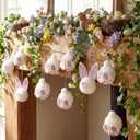 Remuuly 24 Pcs Easter Bunny Ornaments Cute Colorful Hanging Spring Plush Rabbit Decorations for Mantels Rustic Easter Holiday Craft Decor for Fireplace Wall Home Office Indoor Spring Decor Supplies