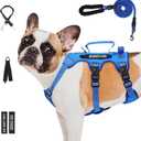 Escape Proof Dog Harness for Large Medium Sized Dogs Six Point Adjustable, Service Dog Vest Harness and Leash Set, No Pull Dogs Harnesses with Handle, Medium Dog Harnesses for Walking, (Blue, S)
