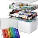 CTIME 3-Tier Medicine Organizer with Pill Case - Portable Pill Case & Empty First Aid Kit for Home, Travel, RV, School, Dorm, Ideal Elderly, Father Gift