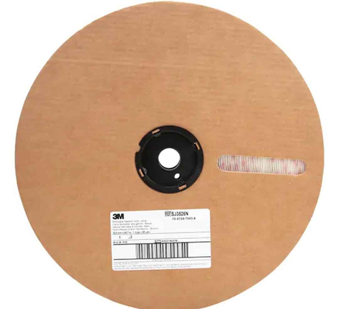 3M Fastener, Loop, 50 yds x 5/8", Adhesive, White