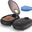 WOPET Automatic Cat Feeder 48H Programmable Pet Food Dispenser with Ice Pack for Freshness, Yogurt & Canned Meals  Perfect for Cats, Kittens & Small Dogs (Black)