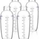 4pcs Plastic Cocktail Shaker 24oz/700ml Hand Drink Mixer with Measuring Scale and Strainer Clear Shaker Cup Tea Shakers Cup Plastic Bar Mixing Tool Transparent Bar Tool for Bartending Iced Coffee Milk